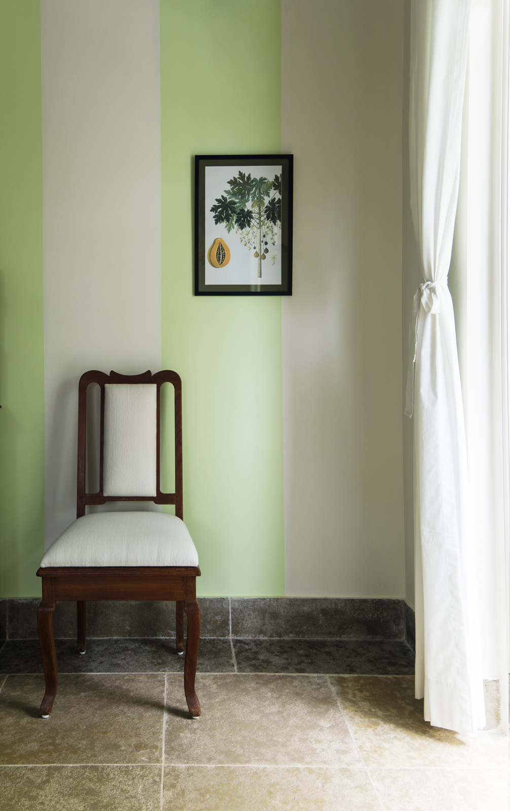 soft and delicate pistachio green colour shade in the guest room