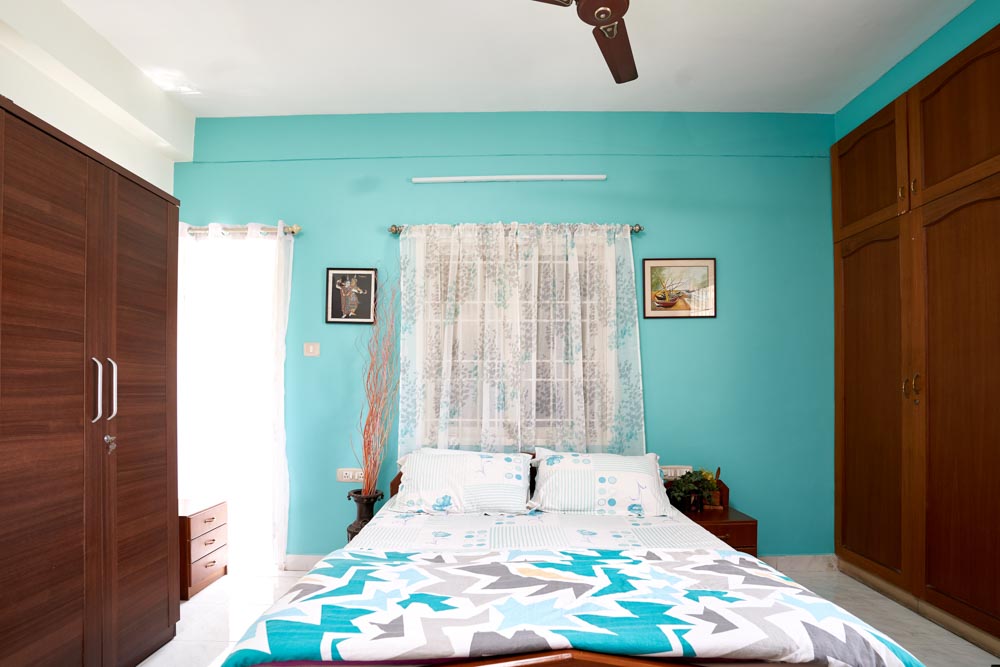 Bedroom colour scheme, wall textures & finishes was chosen from Asian Paints - Beautiful Homes