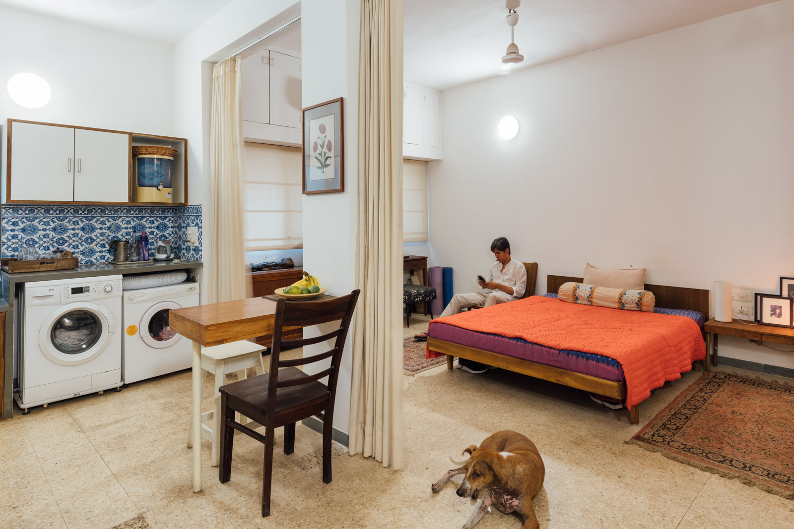 The Service and Private Areas of the Tilla Home are divided by a simple Curtain – Beautiful Homes