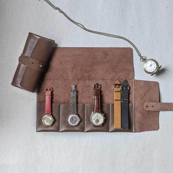 Leather watch roll