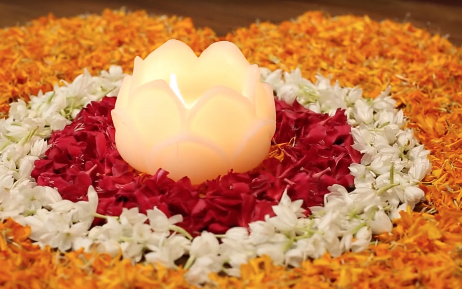 Floral rangoli design for Diwali