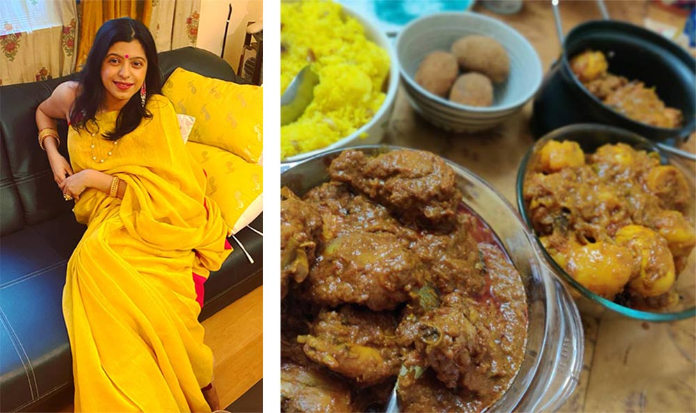 A photo of Shreemoyee Moitra next to a photo of food