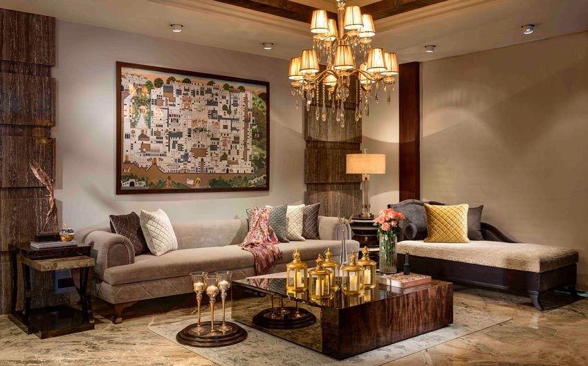 Living Room Décor Ideas For Dussehra With Cream Sofa, Centre Table, Candles & Warm Lights - Beautiful Homes