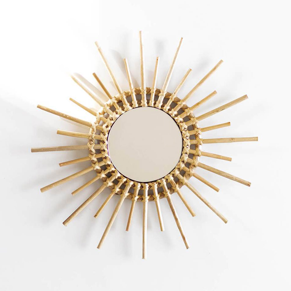 Sunshine Round Cane Mirror