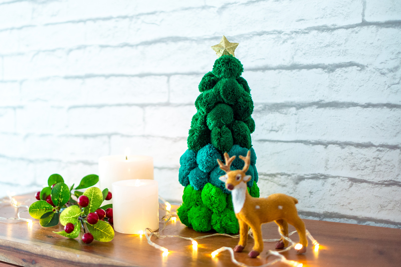 DIY pop-pom Christmas Tree - Beautiful Homes
