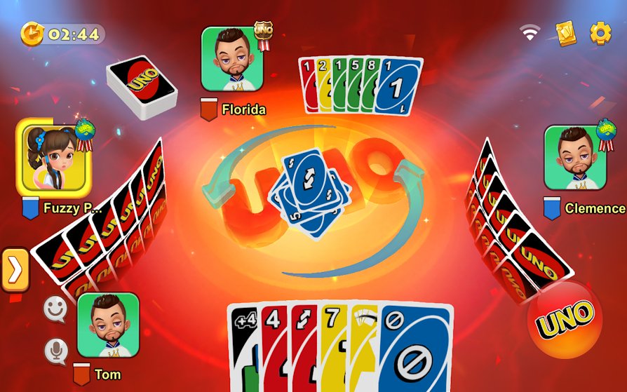 Mobile game Uno with four players