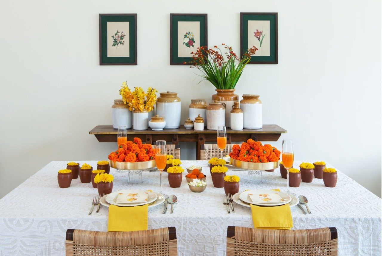 Diwali lunch table decoration by Devika Narain