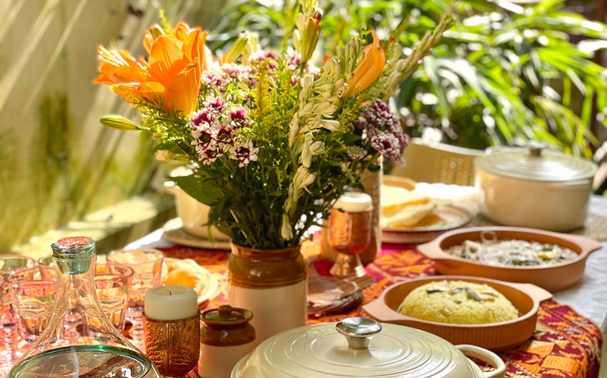 Ethnic Dandiya dinner table setting