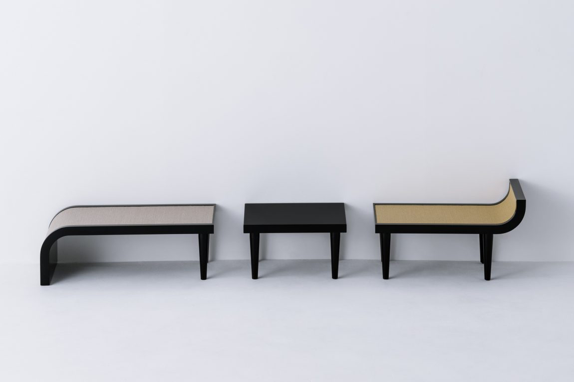 traditional mat on sofa backs and cupboard fronts from Moving Tatami by French designer Jose Levy - Beautiful Homes