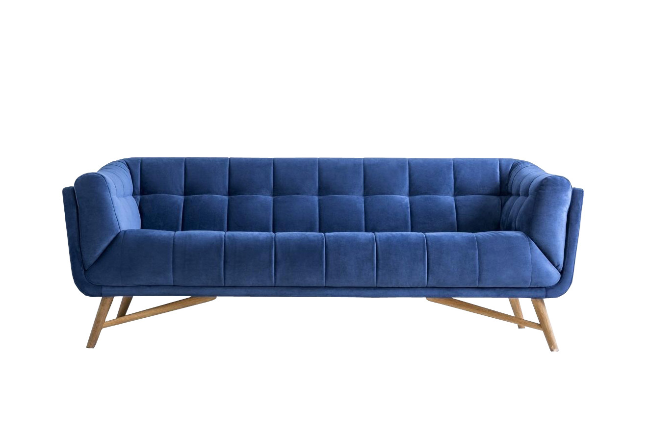Blue Colour Tufted Sofa Design for a Classic Living Room - Beautiful Homes