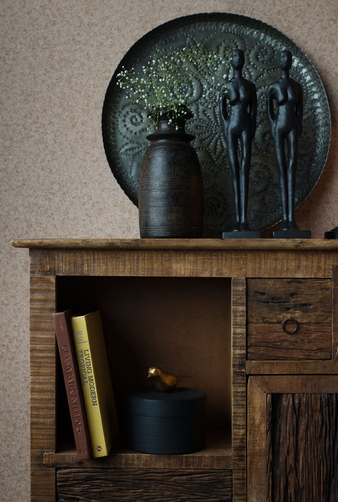 A study room created with the colour scheme of browns, beige, black and cream - Beautiful Homes