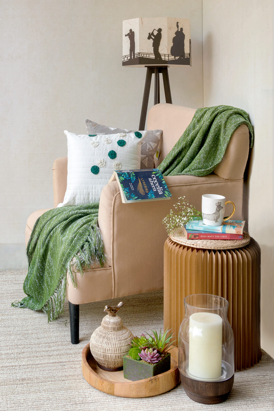 Living Room Corner Design In A Neutral Coloured Furniture, Plush Fabrics And Quaint Accessories - Beautiful Homes