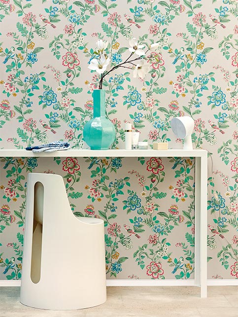 Floral fantasy wallpaper design with a study table - Beautiful Homes