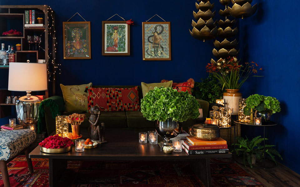 a fabulous Diwali living room setting by Devika Narain