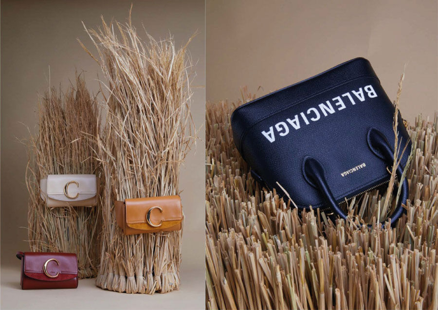 High end designer bags styled using jute strings