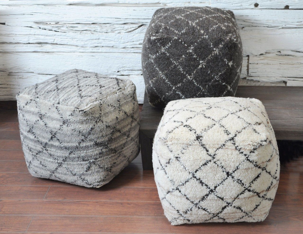 Velvet Grey & Black Pouf Designs for Living Room - Beautiful Homes