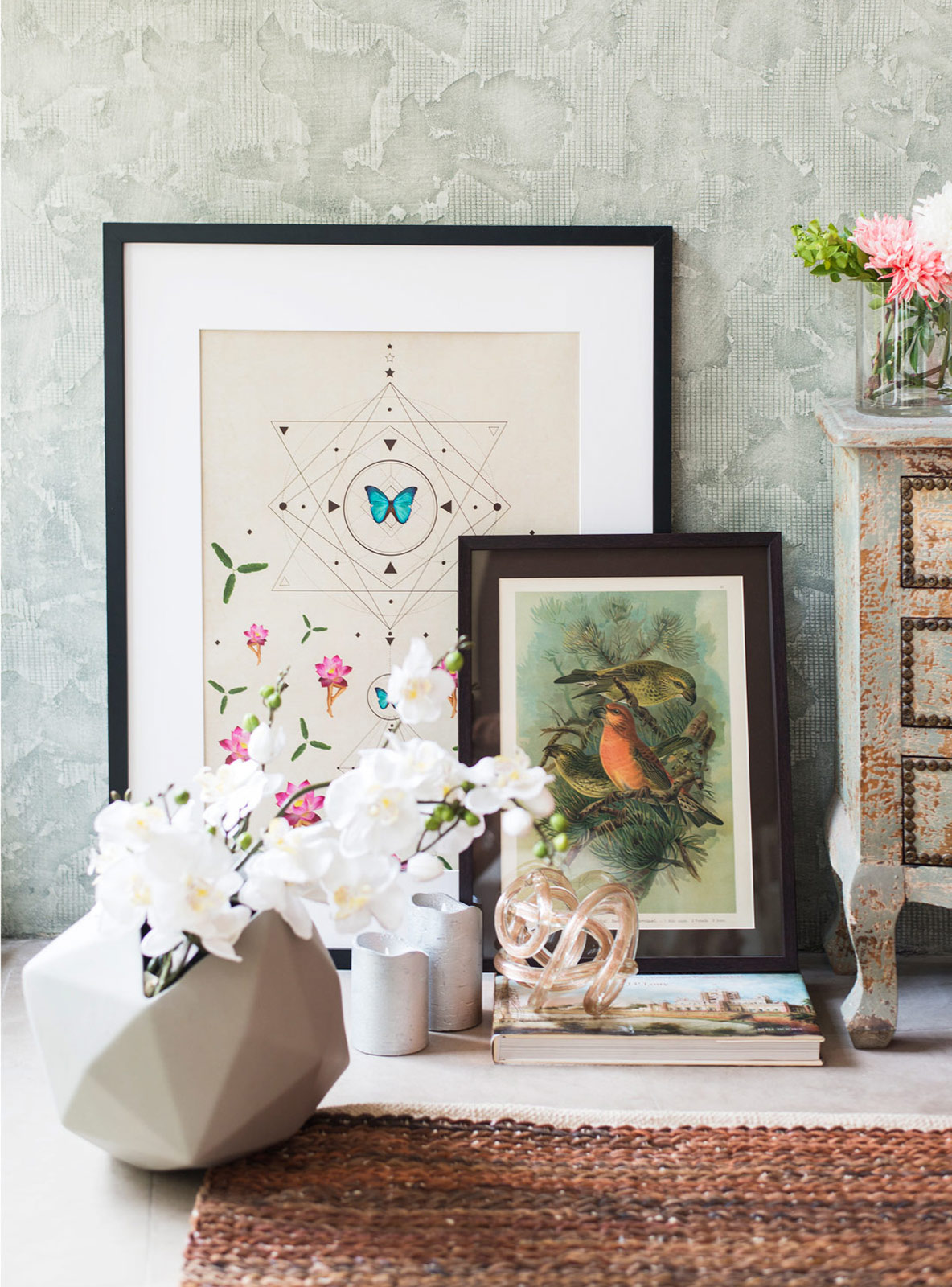 Romantic Corner Design With Artworks & Decorative Prints - Beautiful Homes