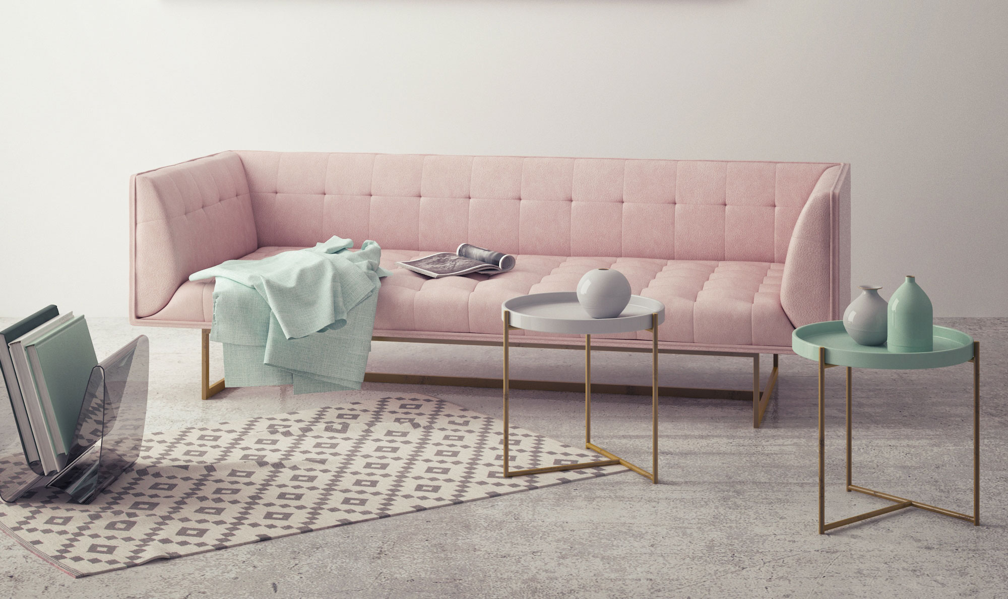 A Pastel Coloured Sofa with Décor Items – Beautiful Homes