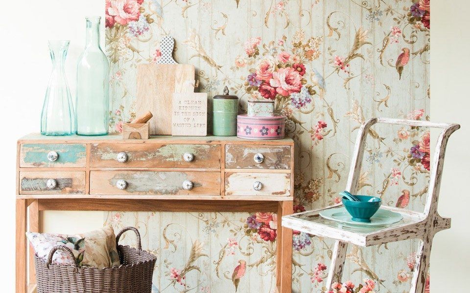 Vintage Style Kitchen Design with Some Blush Colors & Distressed Furniture - Beautiful Homes