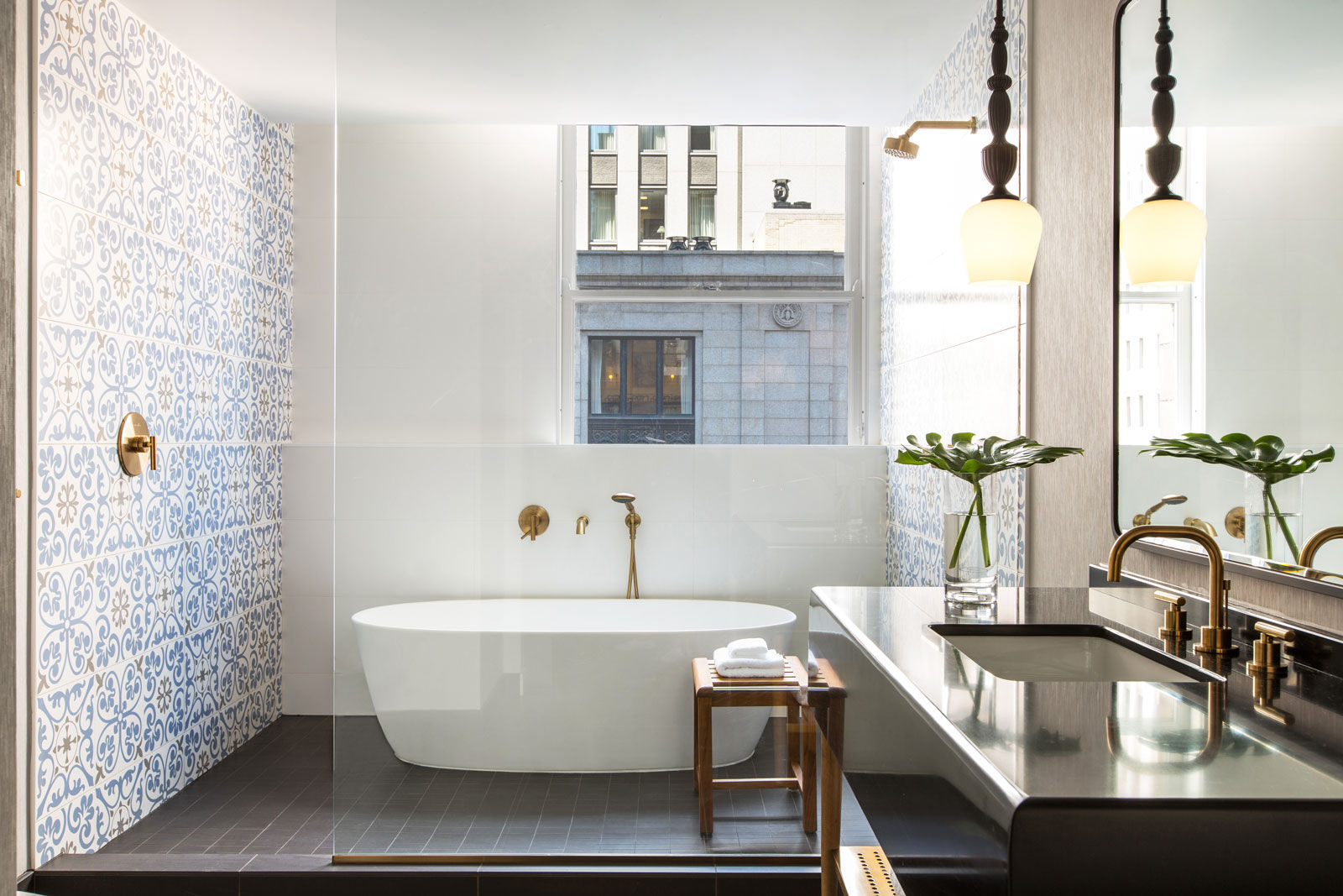 The Interiors of the Bathroom at Gray Hotel – Beautiful Homes