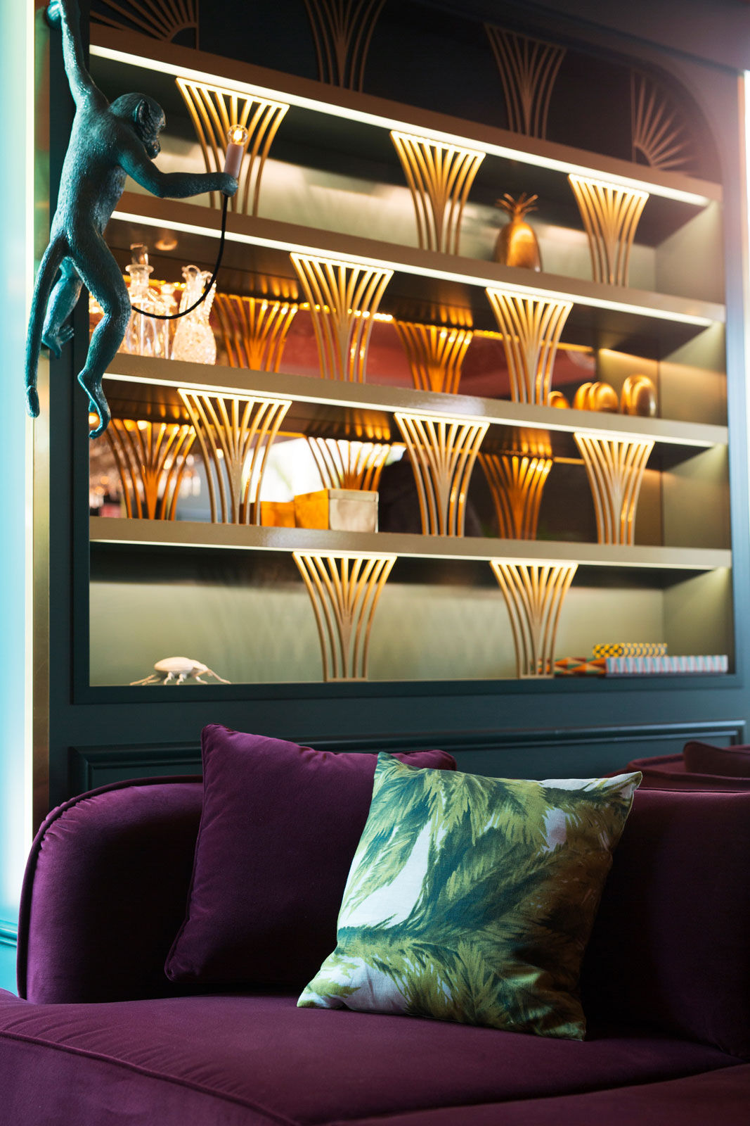 The bar area of Scandic hotel is decorated with art deco patterns and plush velvets - Beautiful Homes