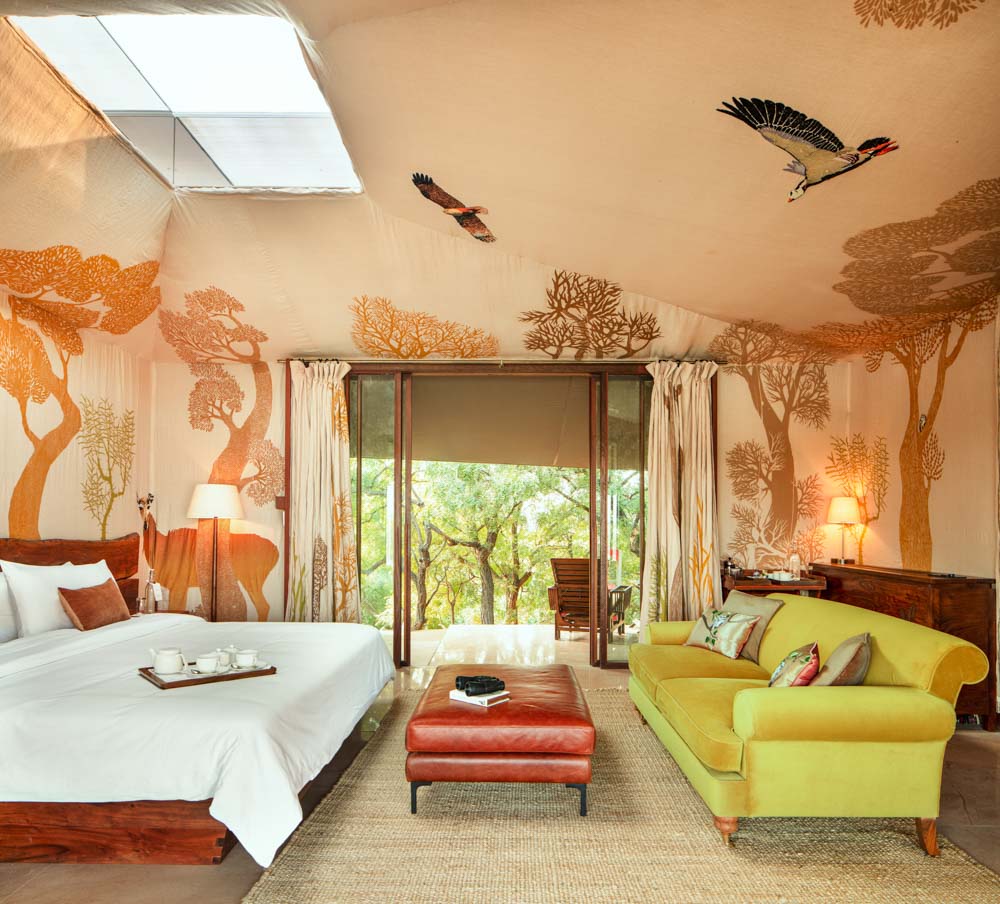 Luxe Hotel Room Interior In Tented Style With Skylights, Air Conditioning & Bathtubs - Beautiful Homes