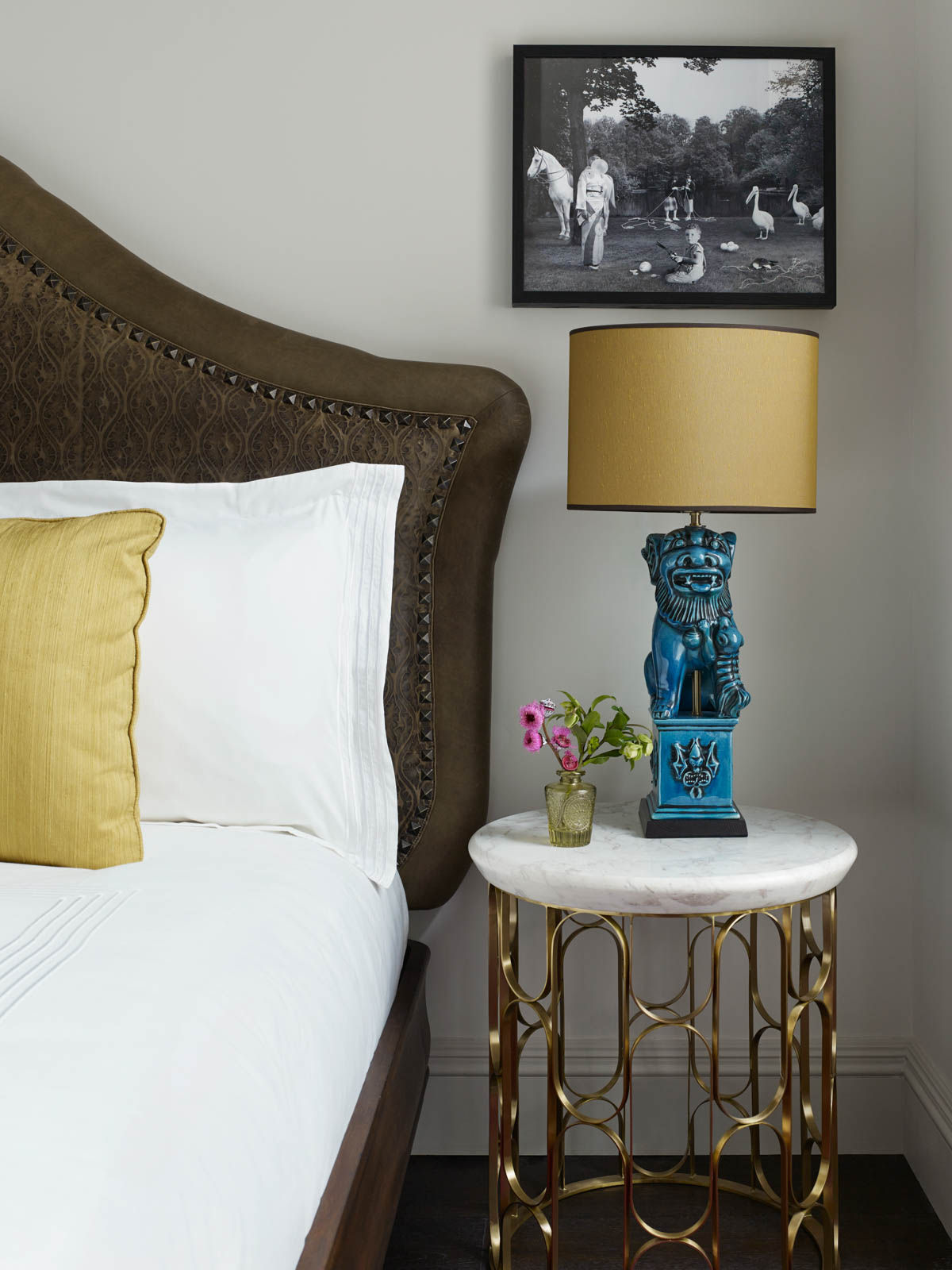 A Contemporary Lampshade at the Bedroom at the Beekman Hotel - Beautiful Homes