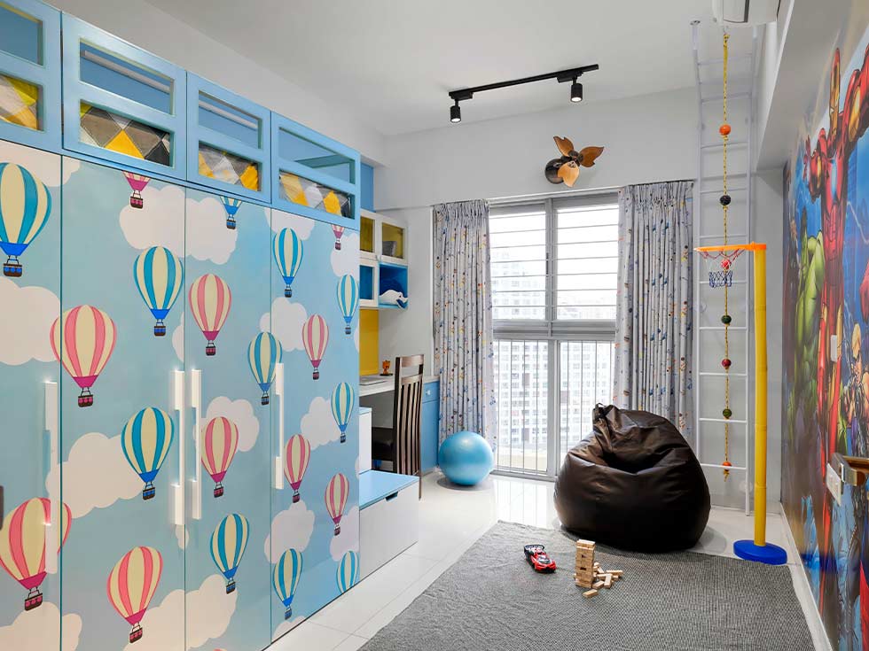 spaces for fun activities and study in kid's room