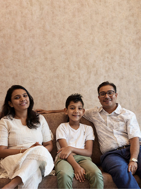 A family portrait of the homeowners