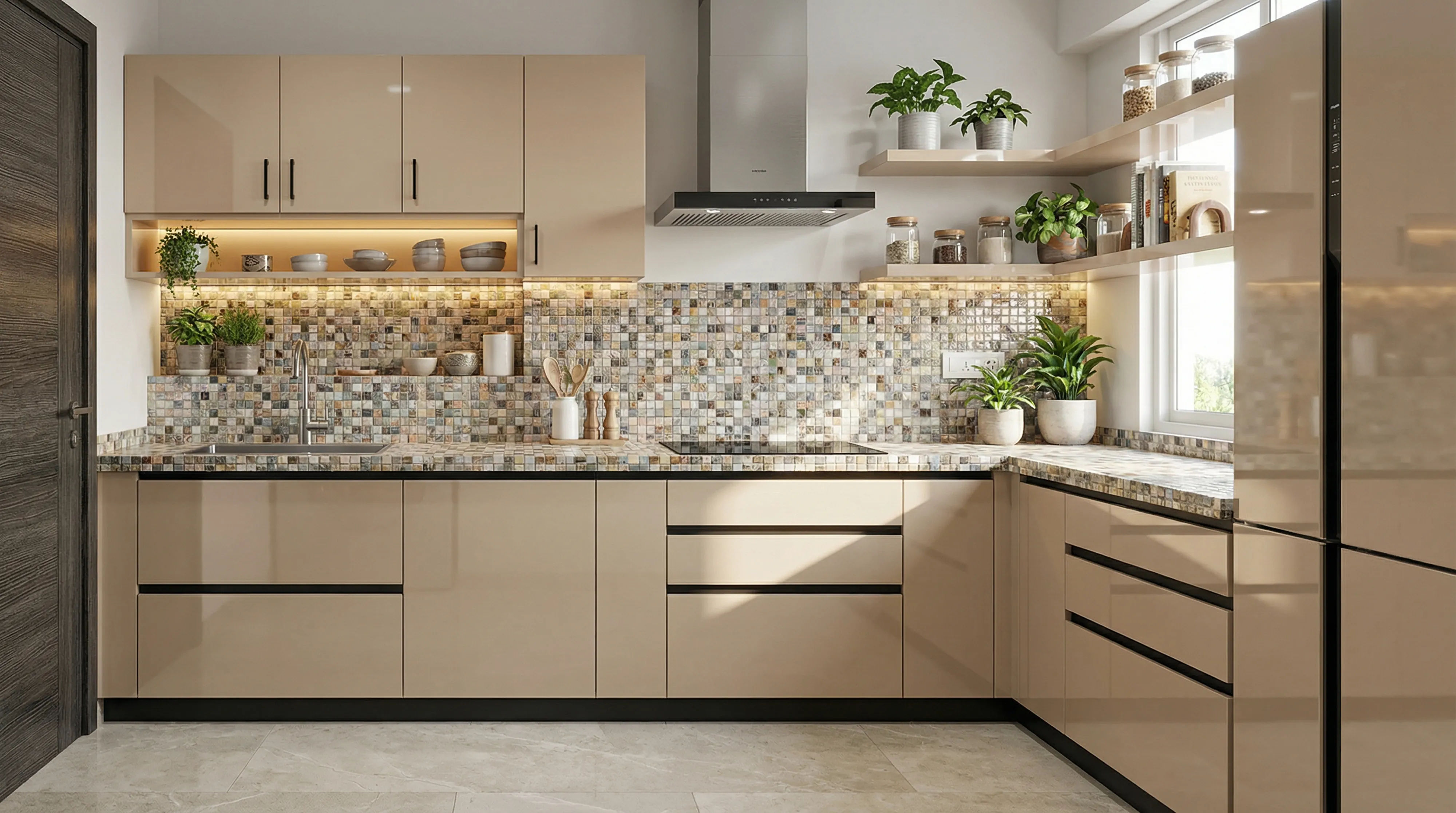 Beige N Bright Solid Gloss Acrylic