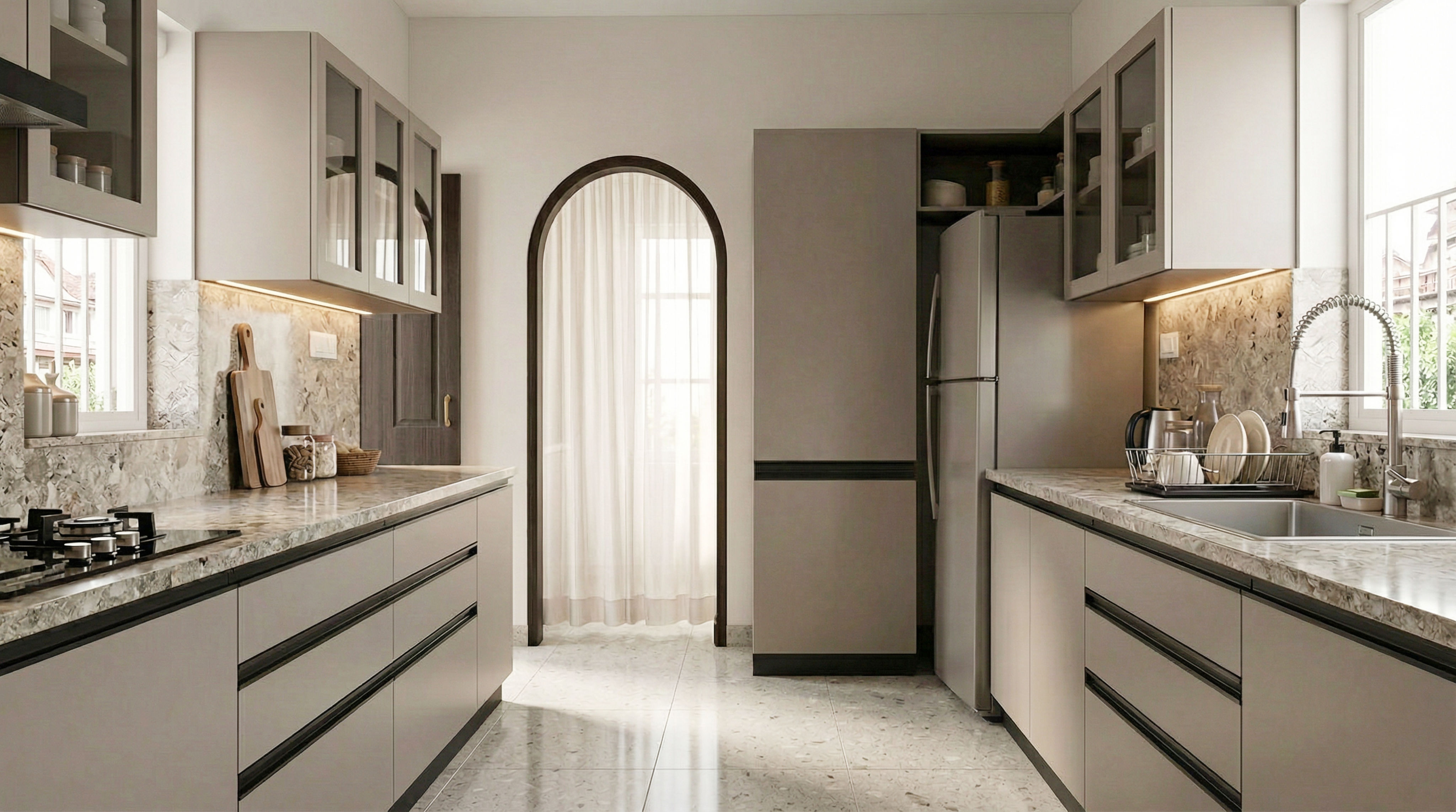Timeless Parallel Kitchen with Warm Greige Cabinets