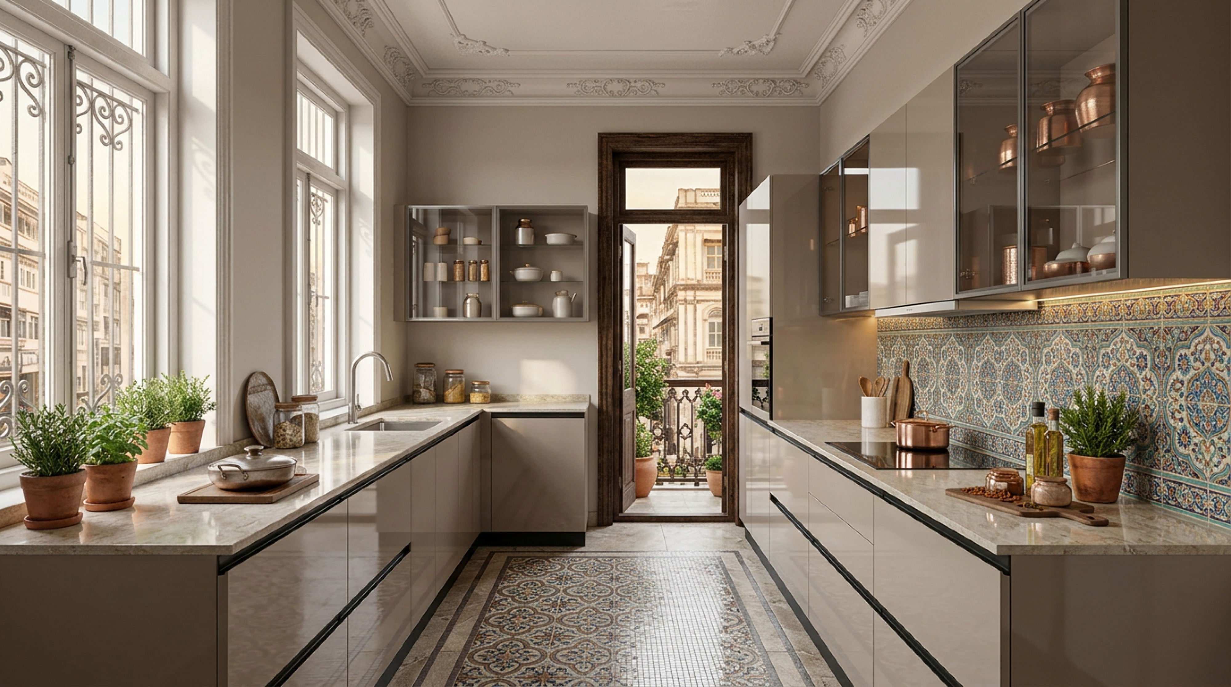 Timeless Parallel Kitchen with Urban Grey Cabinets