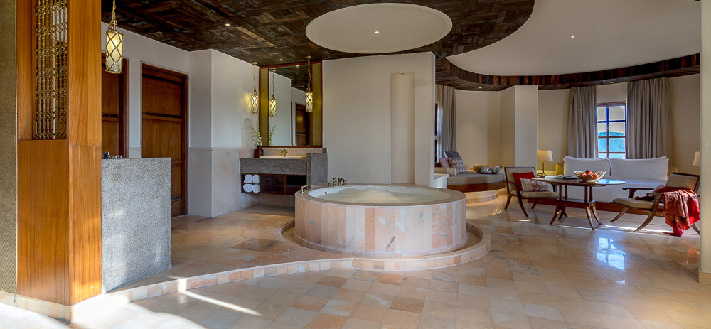 Open Bathroom Design with Luxurious Marble Jacuzzi in Master Bedroom - Beautiful Homes