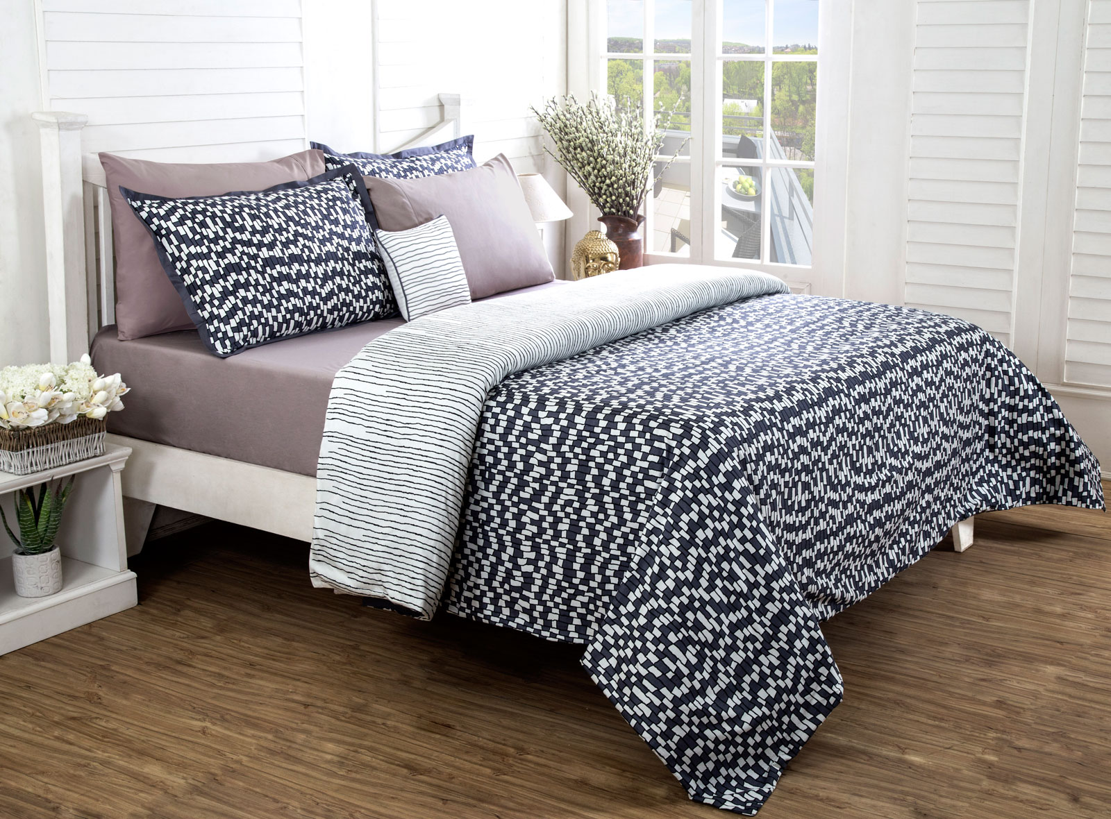 The Maspar Ethereal Spaces Benign Splendour Print Grey Duvet Cover set Bedroom Blanket Design - Beautiful Homes