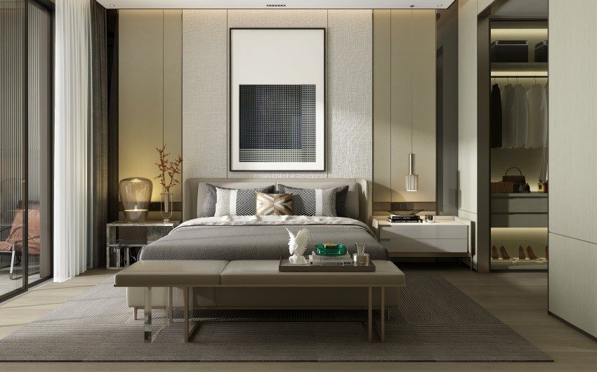 Sliding large windows & glass door for some natural light & brightness in your contemporary bedroom design - Beautiful Homes