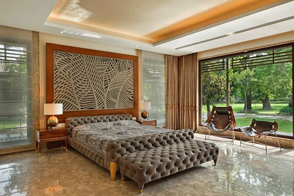 Contemporary Master Bedroom Design with Textured Wall