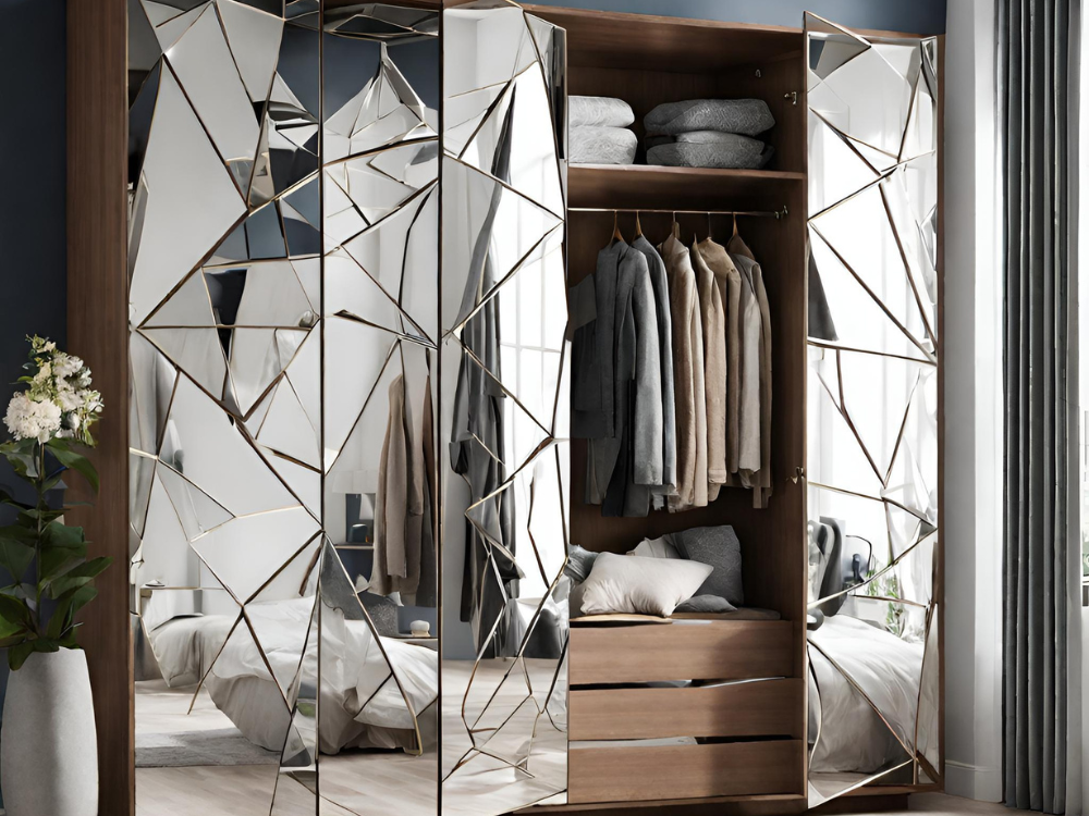 Geometric mirror wardrobe design - Beautiful Homes