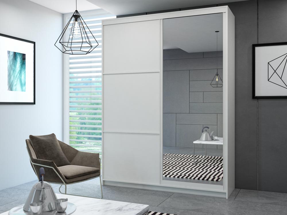Sleek wardrobe design that adds structure to the bedroom interior with monochrome shades - Beautiful Homes