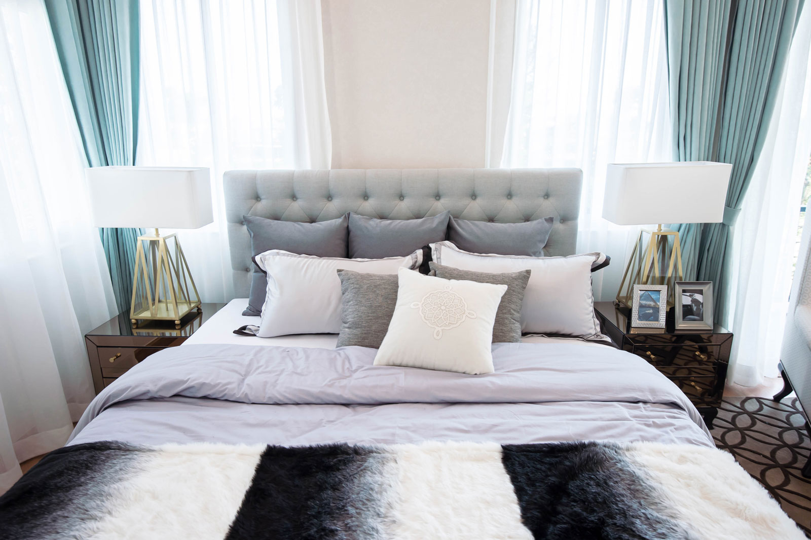 Leave enough room for bedroom side tables on both sides of the bed - Beautiful Homes