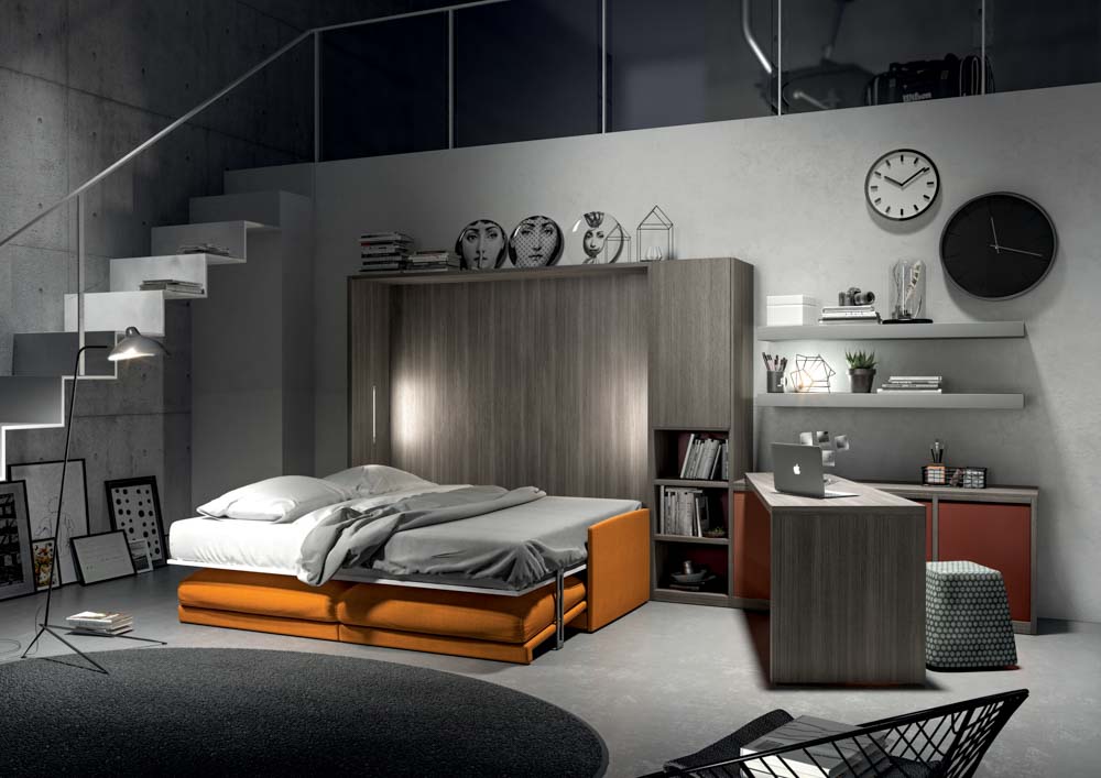 Wall mounted sofa bed design for a modern bedroom interior design - Beautiful Homes