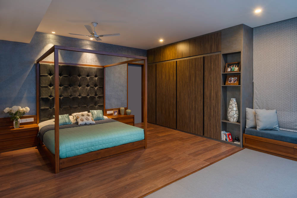 Bedroom cupboard designs for indian homes with display shelves - Beautiful Homes