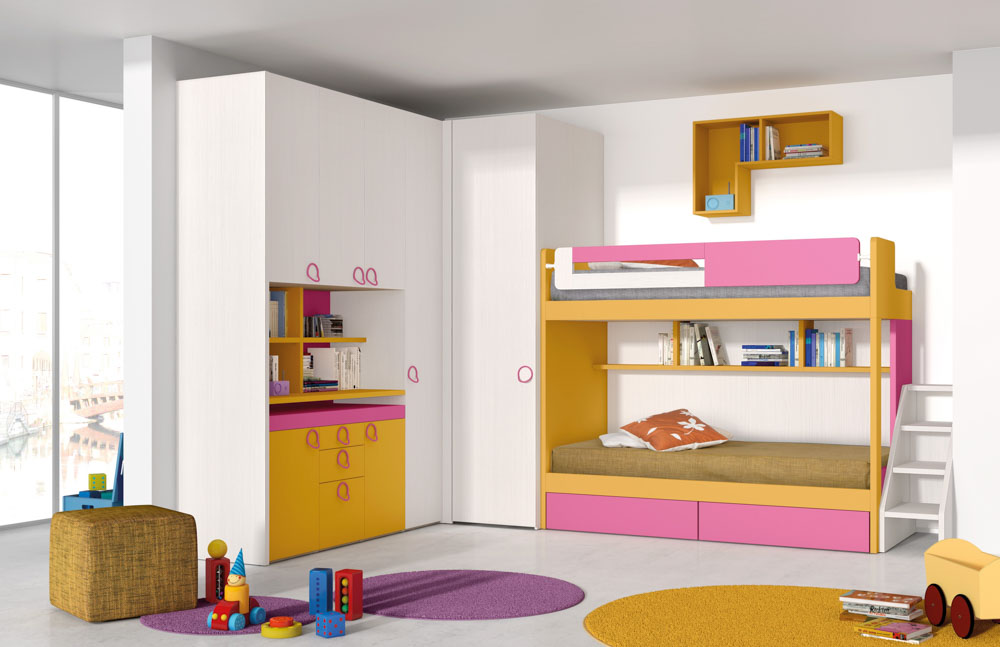 Pink & white interiors along with bunk beds for your children's bedroom - Beautiful Homes