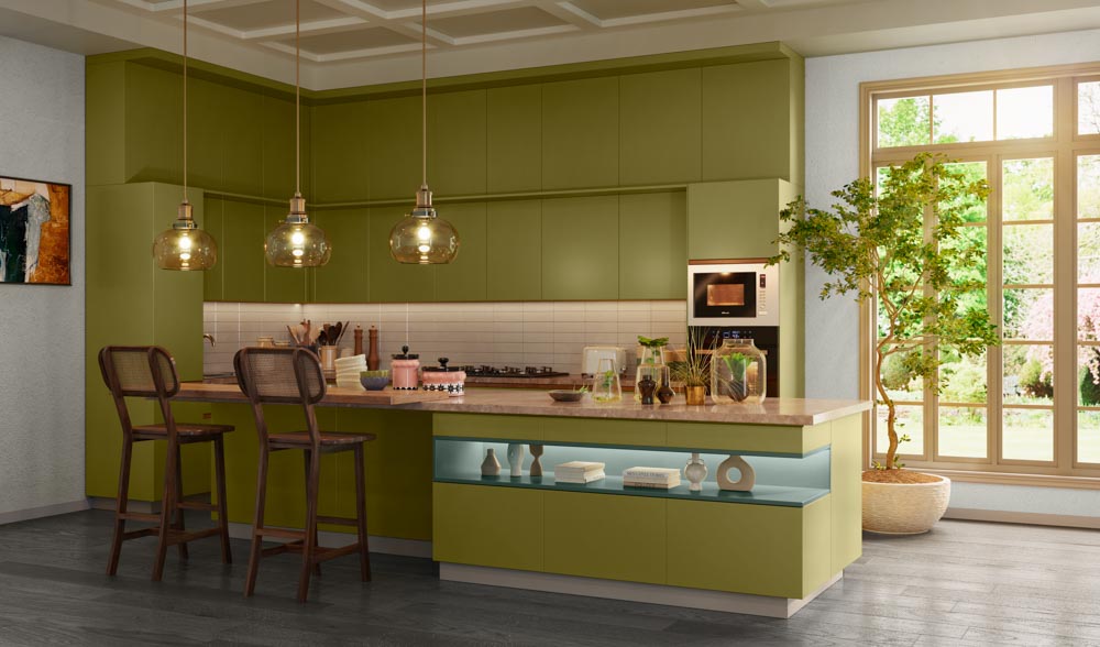 Modern olive colored kitchen cabinets - Beautiful Homes