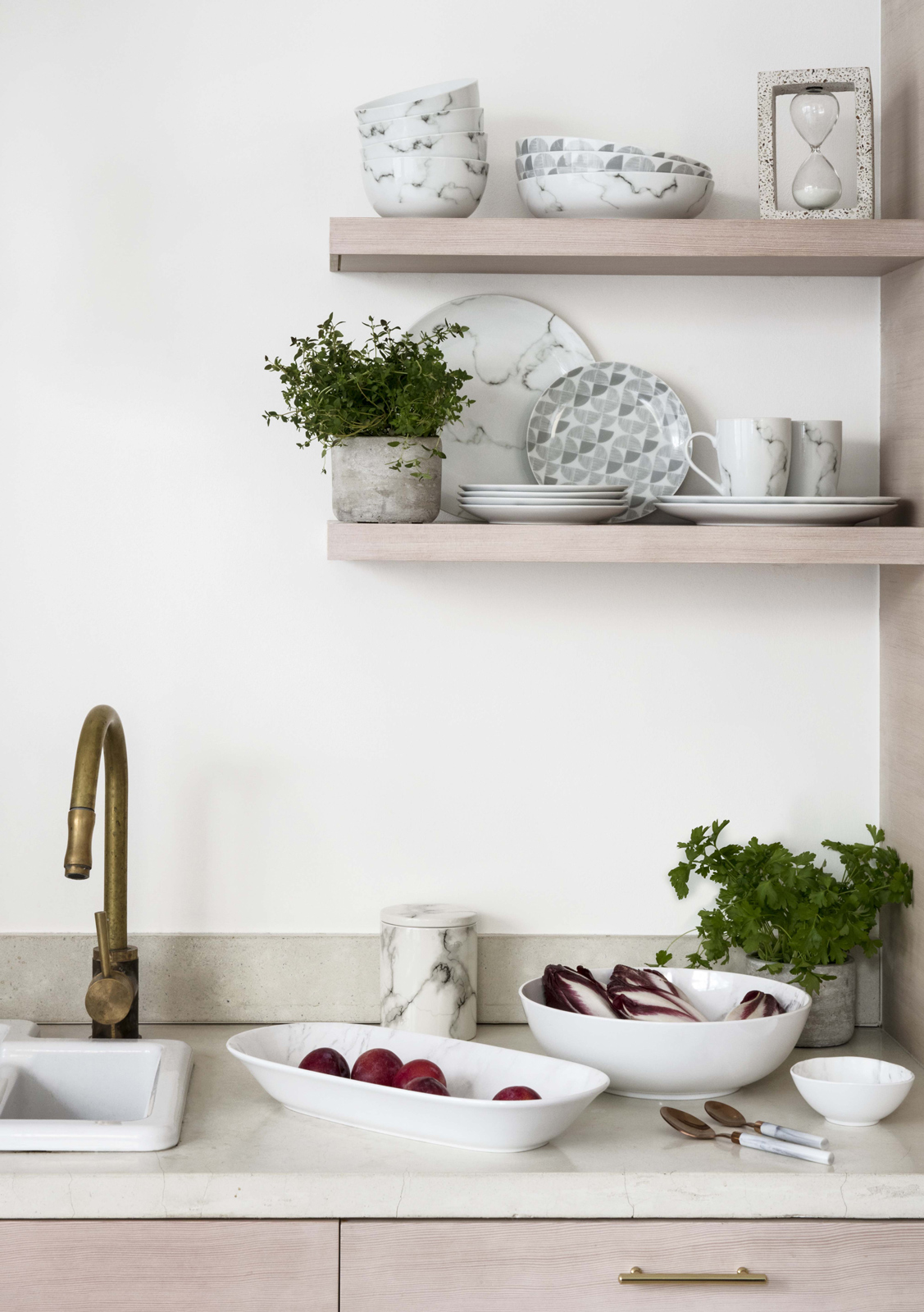 Floating Wooden Kitchen Shelves for Dual Purpose of Kitchen Interior Storage - Beautiful Homes