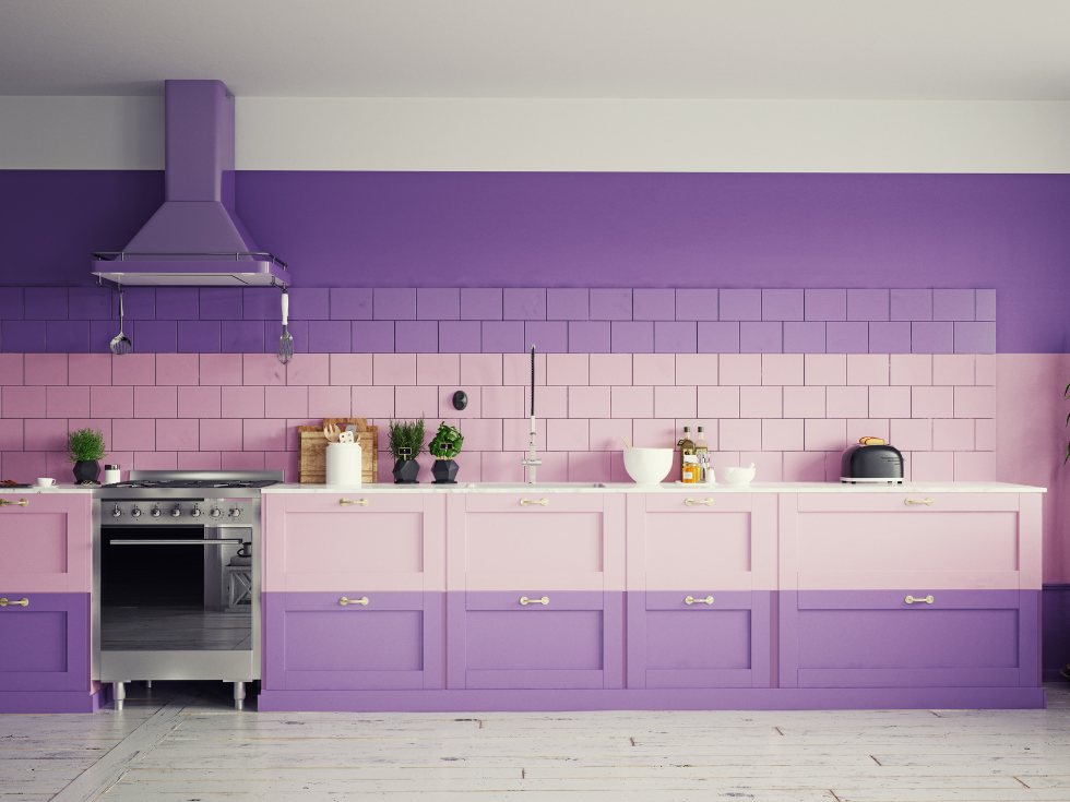 Modern Kitchen with Horizontal Colour Blocking- Beautiful Homes