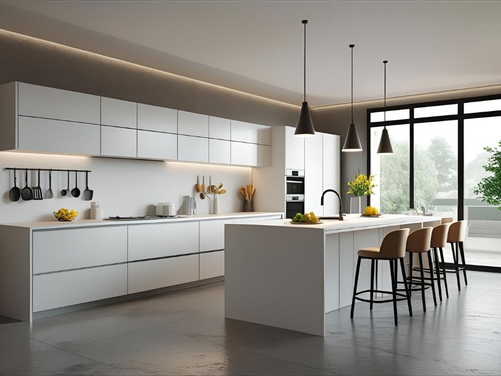 Modern white modular kitchen colour combination - Beautiful Homes