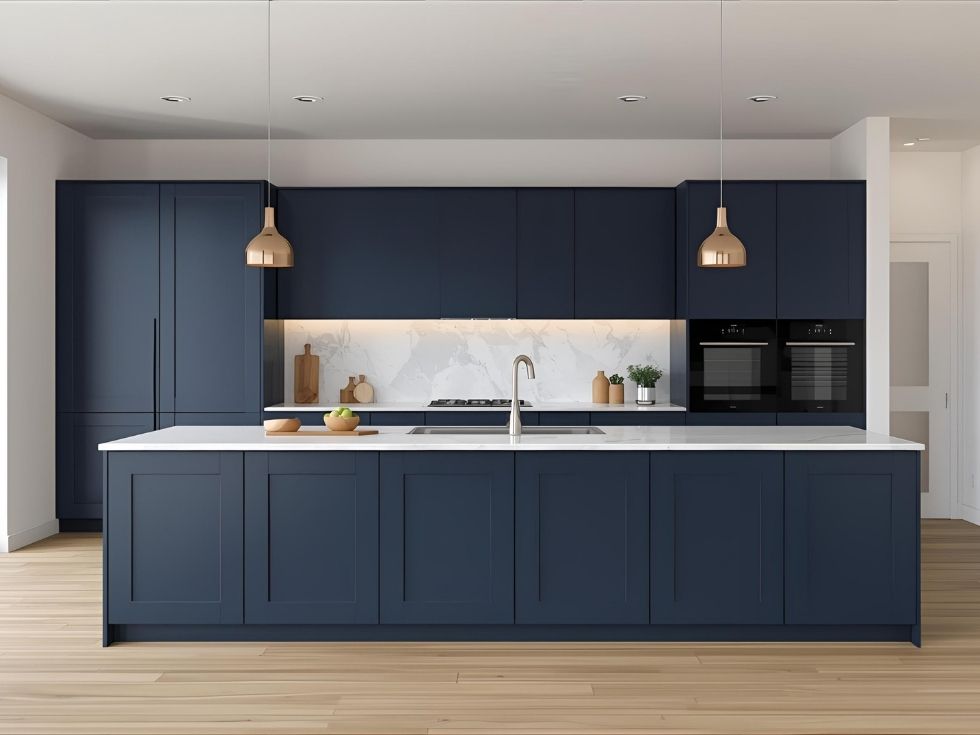 Modern navy blue kitchen colour designs- Beautiful Homes