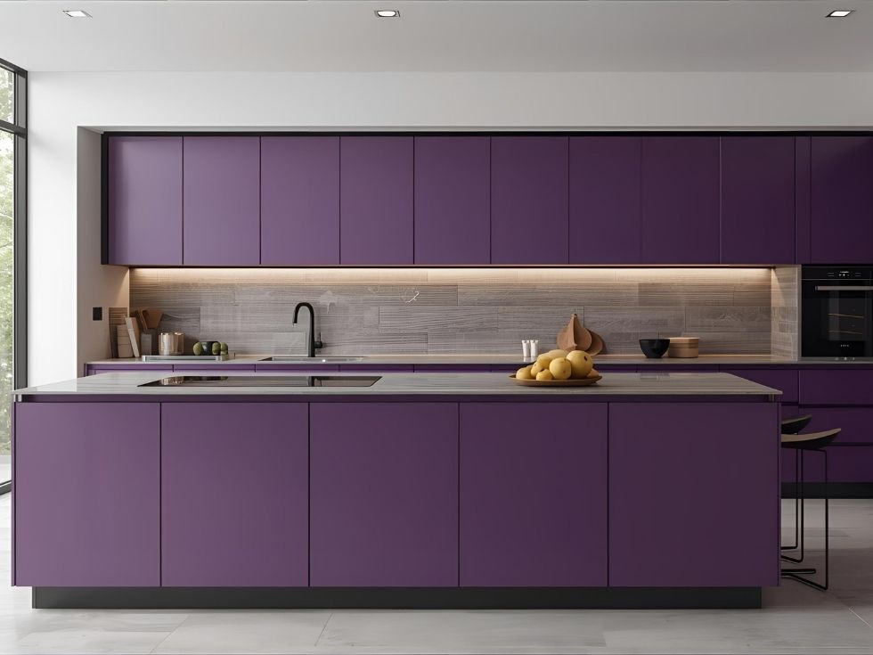 Modern purple kitchen cupboard colour ideas - Beautiful Homes