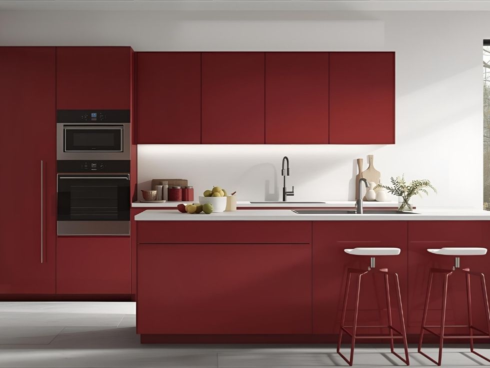 Modern red kitchen colour designs - Beautiful Homes