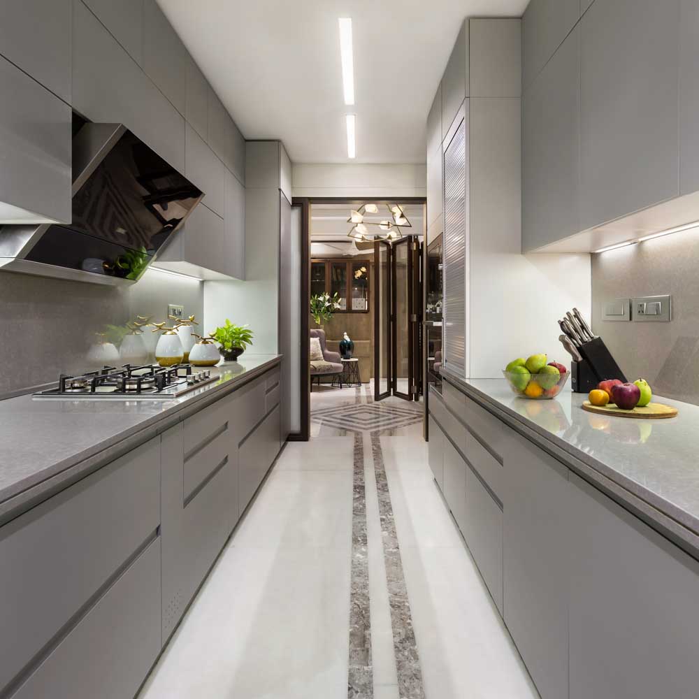 Grey Modular Kitchen Design 